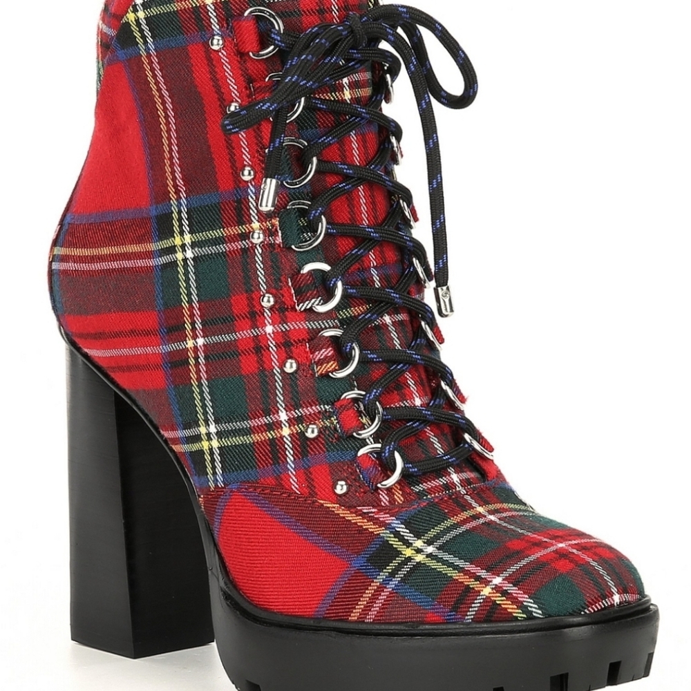 GIANNI BINI PLAID COMBAT BOOTS